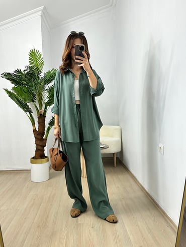 CDBR3690Yeşil Tensel Modal Kumaş Premium Kalite Takım