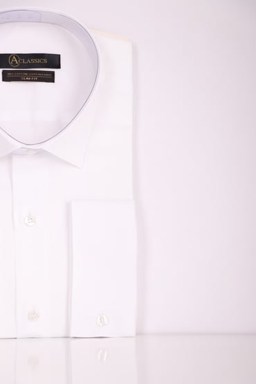 GÖMLEKErkek Beyaz Slim Fit Saten Pamuk Klasik GömlekACLASSICS