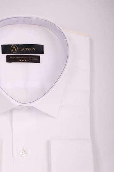 GÖMLEKErkek Beyaz Slim Fit Saten Pamuk Klasik GömlekACLASSICS