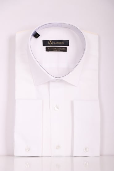 GÖMLEKErkek Beyaz Slim Fit Saten Pamuk Klasik GömlekACLASSICS