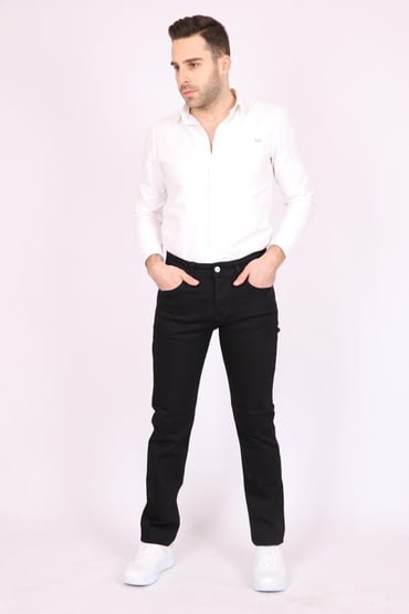 JEAN Erkek Siyah Slim Fit Dar Kesim Pamuk Denim Esnek Jean Kot PantolonACLASSICS