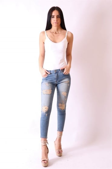 PantolonPayetli Yırtık Jean PantolonACLASSICS