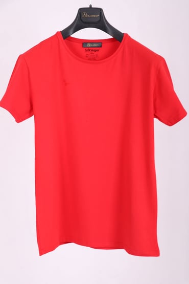 T-SHİRTErkek Kırmızı Bisiklet Yaka Yumuşak Pamuk Basic T-shirtACLASSICS