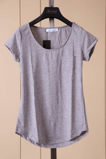 T-ShirtGri Cep Detaylı Pamuk T-ShirtACLASSICS