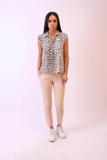 Leopar Desen Yakalı Bluz