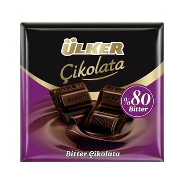 ÜLKER KARE ÇİKOLATA %80 BİTTER 60GR