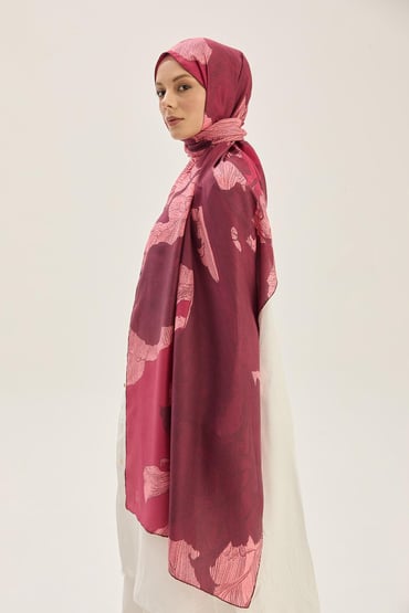 REŞHA PAMUK İPEK ŞAL 70*190 CM - VİŞNE