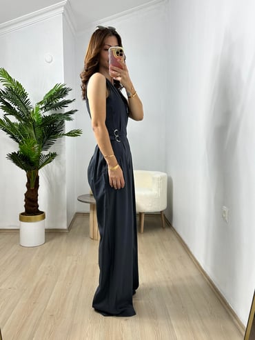 CDBR3697Antrasit Premium Kalite Bel Ayarlı Tensel Kumaş Tulum