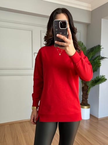 CDBR4104Ava Kırmızı 2 İplik Basic Sweatshitr