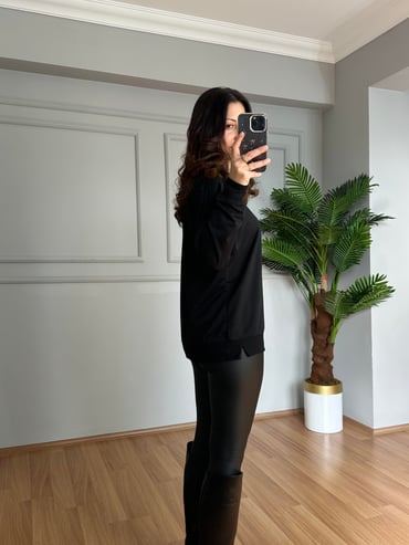 CDBR4107Ava Siyah 2 İplik Basic Sweatshitr