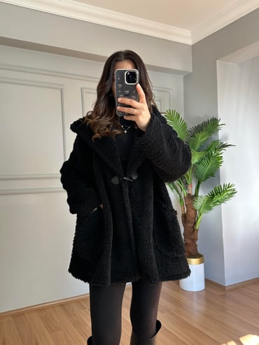 CDBR4095İrana Siyah Tedy Tek Düğmeli Ceket