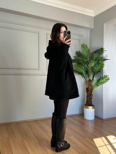 CDBR4095İrana Siyah Tedy Tek Düğmeli Ceket