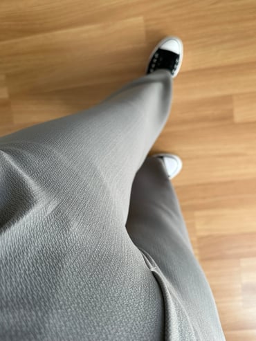 CDBR4084Kendy Gri Likralı Bel Çift Düğmeli Palazzo Pantolon