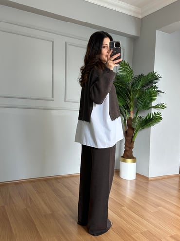 CDBR4120Minel Kahve Premium Kalite Tasarım Triko Takım 