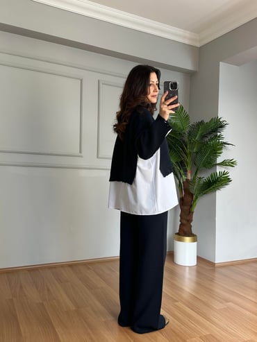 CDBR4119Minel Lacivert Premium Kalite Tasarım Triko Takım 