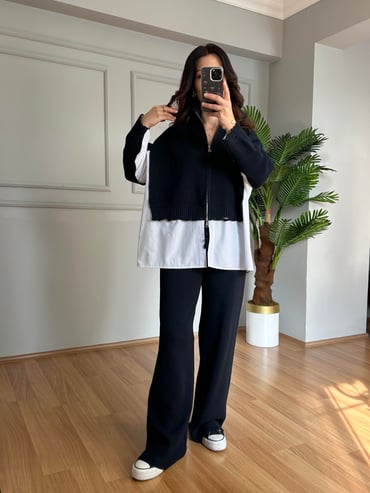 CDBR4119Minel Lacivert Premium Kalite Tasarım Triko Takım 