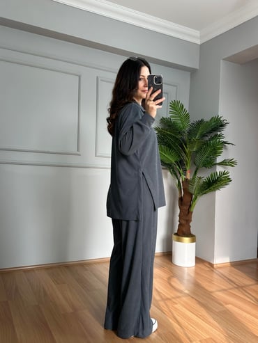 CDBR4115Nare Füme Fitilli Kadife Takım