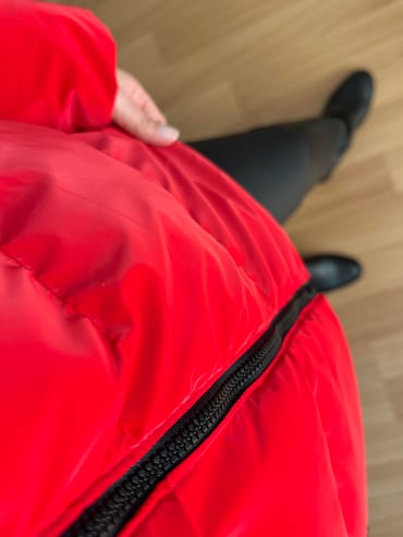 CDBR4108Pari Kırmızı Hafif Parlak Şişme Mont 