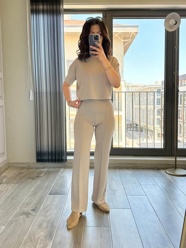 CDBR3542Vizon Önden Biyeli Modal Kumaş Eşofman Takım