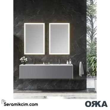 Orka Cube 160cm Banyo Dolabı Set Mat Gri