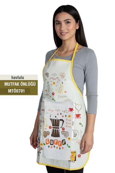  Havlulu Desenli Mutfak Önlüğü  MTÖ0701-1MTÖ0701
