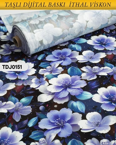  TAŞLI Dijital Baskı Tek En Pamuk Viskon Kumaş 90cm-TDJ0151TDJ0151