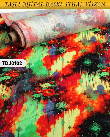  TAŞLI Dijital Baskı Tek En Pamuk Viskon Kumaş 90cm-TDJ0102TDJ0102