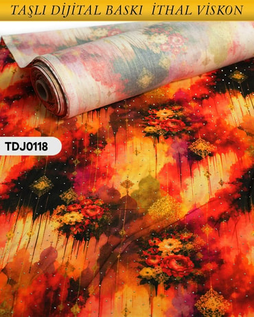  TAŞLI Dijital Baskı Tek En Pamuk Viskon Kumaş 90cm-TDJ0118TDJ0118