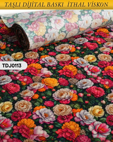  TAŞLI Dijital Baskı Tek En Pamuk Viskon Kumaş 90cm-TDJ0113TDJ0113