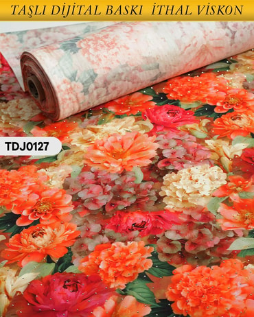  TAŞLI Dijital Baskı Tek En Pamuk Viskon Kumaş 90cm-TDJ0127TDJ0127