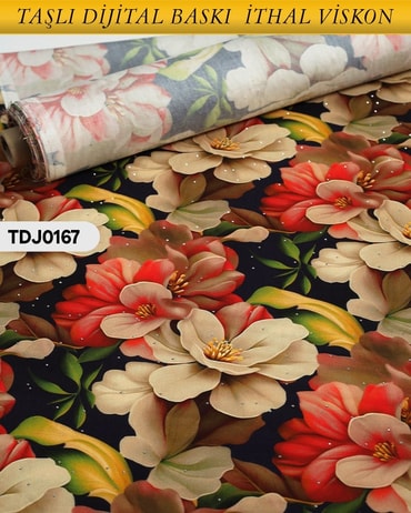  TAŞLI Dijital Baskı Tek En Pamuk Viskon Kumaş 90cm-TDJ0167TDJ0167