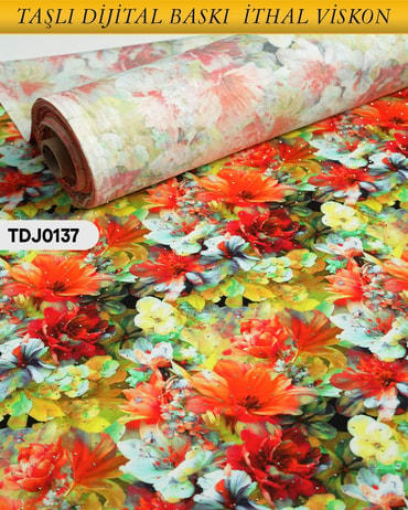  TAŞLI Dijital Baskı Tek En Pamuk Viskon Kumaş 90cm-TDJ0137TDJ0137