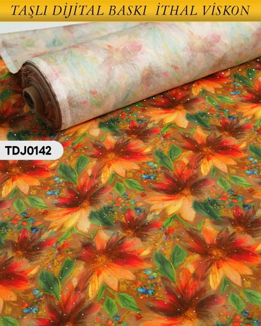  TAŞLI Dijital Baskı Tek En Pamuk Viskon Kumaş 90cm-TDJ0142TDJ0142