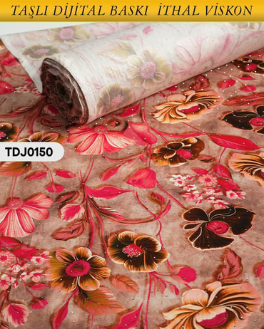  TAŞLI Dijital Baskı Tek En Pamuk Viskon Kumaş 90cm-TDJ0150TDJ0150