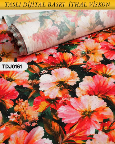  TAŞLI Dijital Baskı Tek En Pamuk Viskon Kumaş 90cm-TDJ0161TDJ0161