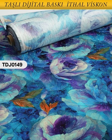  TAŞLI Dijital Baskı Tek En Pamuk Viskon Kumaş 90cm-TDJ0149TDJ0149