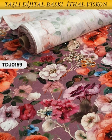  TAŞLI Dijital Baskı Tek En Pamuk Viskon Kumaş 90cm-TDJ0159TDJ0159