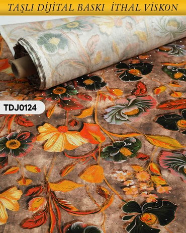  TAŞLI Dijital Baskı Tek En Pamuk Viskon Kumaş 90cm-TDJ0124TDJ0124