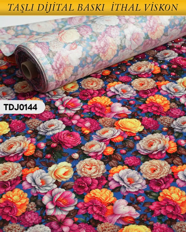  TAŞLI Dijital Baskı Tek En Pamuk Viskon Kumaş 90cm-TDJ0144TDJ0144
