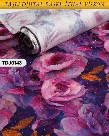  TAŞLI Dijital Baskı Tek En Pamuk Viskon Kumaş 90cm-TDJ0143TDJ0143