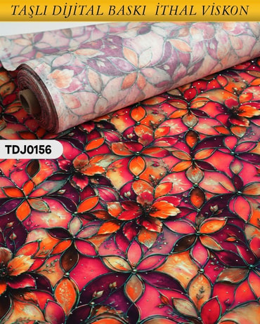  TAŞLI Dijital Baskı Tek En Pamuk Viskon Kumaş 90cm-TDJ0156TDJ0156