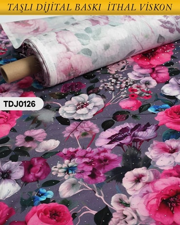  TAŞLI Dijital Baskı Tek En Pamuk Viskon Kumaş 90cm-TDJ0126TDJ0126