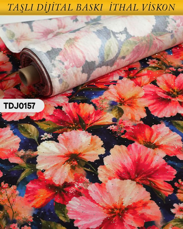  TAŞLI Dijital Baskı Tek En Pamuk Viskon Kumaş 90cm-TDJ0157TDJ0157