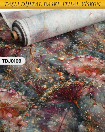  TAŞLI Dijital Baskı Tek En Pamuk Viskon Kumaş 90cm-TDJ0109TDJ0109