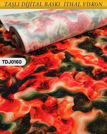  TAŞLI Dijital Baskı Tek En Pamuk Viskon Kumaş 90cm-TDJ0160TDJ0160