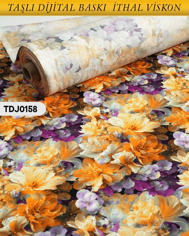  TAŞLI Dijital Baskı Tek En Pamuk Viskon Kumaş 90cm-TDJ0158TDJ0158