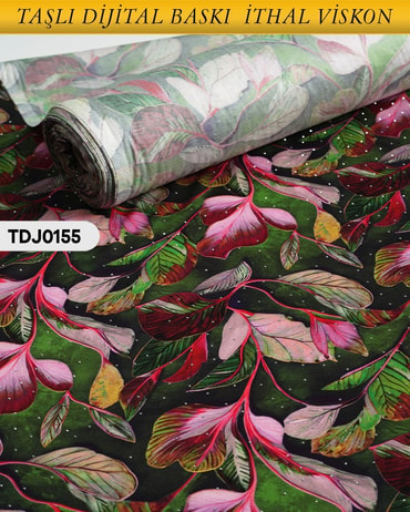  TAŞLI Dijital Baskı Tek En Pamuk Viskon Kumaş 90cm-TDJ0155TDJ0155