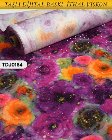  TAŞLI Dijital Baskı Tek En Pamuk Viskon Kumaş 90cm-TDJ0164TDJ0164