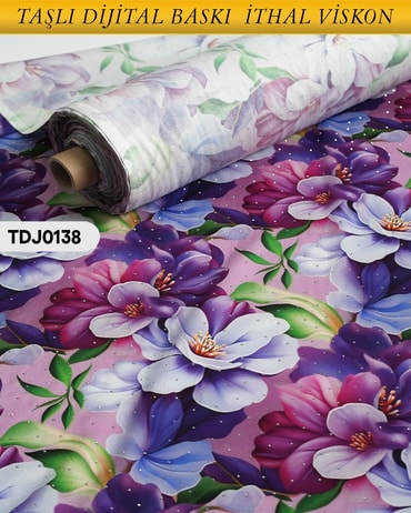  TAŞLI Dijital Baskı Tek En Pamuk Viskon Kumaş 90cm-TDJ0138TDJ0138
