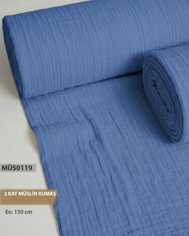 2 Kat  Müslin Kumaş Düz Renk  En=160cm-MÜS0119-19MÜS0119